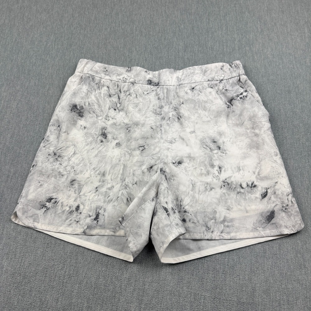 Lululemon Shorts Womens 10 Tie Dye Gray Flat-Front‎ Relaxed 4" Running W7BUSS